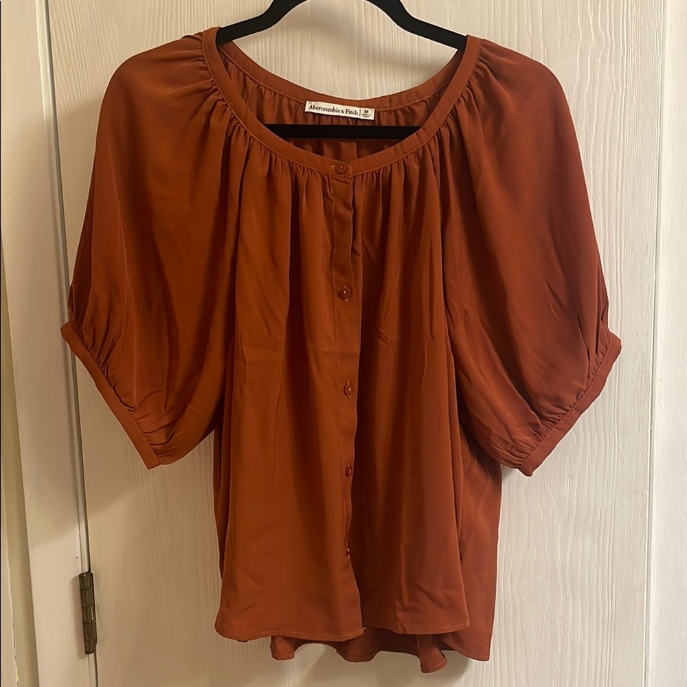 Abercrombie & Fitch Burnt Orange Puff Sleeve Blouse